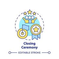 Closing ceremony multi color concept icon. Hackathon completion. Award ceremony. Winning team. Round shape line illustration. Abstract idea. Graphic design. Easy to use in promotional materials vector