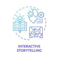 Interactive storytelling blue gradient concept icon. Prompt engineering technique. Role playing with chatbot. Round shape line illustration. Abstract idea. Graphic design. Easy to use in article vector