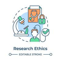 Research ethics multi color concept icon. Research participant rights. Confidentiality and security. Round shape line illustration. Abstract idea. Graphic design. Easy to use in presentation vector