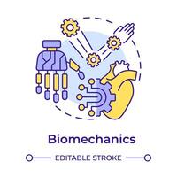 Biomechanics multi color concept icon. Function of biological systems. Medical engineering. Round shape line illustration. Abstract idea. Graphic design. Easy to use in presentation vector