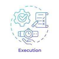 Business management execution blue gradient concept icon. Performance monitoring, process automation. Round shape line illustration. Abstract idea. Graphic design. Easy to use in infographic, article vector