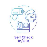 Self check in or out blue gradient concept icon. Anti theft detection. Access security measures. Round shape line illustration. Abstract idea. Graphic design. Easy to use in infographic, blog post vector