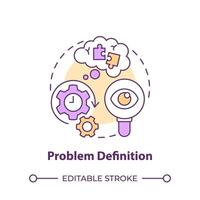 Problem definition multi color concept icon. Hackathon challenge. Understanding issue. Round shape line illustration. Abstract idea. Graphic design. Easy to use in promotional materials vector