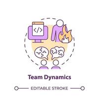 Team dynamics multi color concept icon. Hackathon challenge. Conflict management. Round shape line illustration. Abstract idea. Graphic design. Easy to use in promotional materials vector