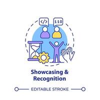 Showcasing and recognition multi color concept icon. Hackathon benefit. Programming skills. Round shape line illustration. Abstract idea. Graphic design. Easy to use in promotional materials vector