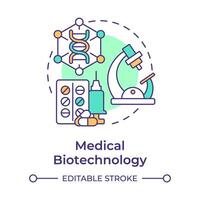 Medical biotechnology multi color concept icon. Medicine and pharmaceuticals. Drug development. Round shape line illustration. Abstract idea. Graphic design. Easy to use in presentation vector