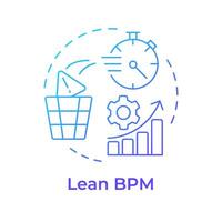 Lean BPM blue gradient concept icon. Workflow streamline. Cost saving, downtime reduce. Round shape line illustration. Abstract idea. Graphic design. Easy to use in infographic, article vector