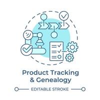 Product tracking and genealogy soft blue concept icon. Traceability manufacturing. Task accomplishment. Round shape line illustration. Abstract idea. Graphic design. Easy to use in infographic vector