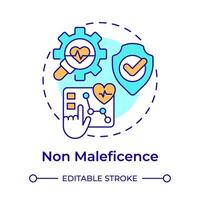 Non maleficence multi color concept icon. Principle of bioethics. Patient care. Do no harm. Round shape line illustration. Abstract idea. Graphic design. Easy to use in presentation vector