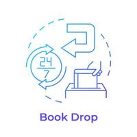 Book drop blue gradient concept icon. Library materials return. Customer service efficiency. Round shape line illustration. Abstract idea. Graphic design. Easy to use in infographic, blog post vector