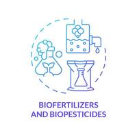 Biofertilizers and biopesticides blue gradient concept icon. Agriculture cultivation conditions. Crop improvement. Round shape line illustration. Abstract idea. Graphic design. Easy to use in article vector