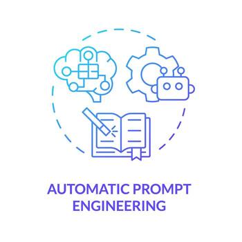 Automatic prompt engineering blue gradient concept icon. Prompt optimization. Algorithm and heuristics. Round shape line illustration. Abstract idea. Graphic design. Easy to use in article vector