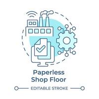 Paperless shop floor soft blue concept icon. Digital documentation, productivity enhance. Round shape line illustration. Abstract idea. Graphic design. Easy to use in infographic, article vector