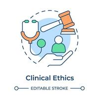 Clinical ethics multi color concept icon. Focus on moral issues. Patient care and advocacy. Round shape line illustration. Abstract idea. Graphic design. Easy to use in presentation vector