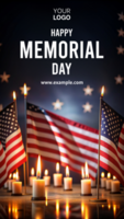 A poster for Memorial Day with a patriotic theme psd