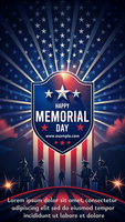 A poster for Honored Memorial Day with a patriotic theme psd