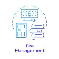 Fee management blue gradient concept icon. Finance accounting. Library service, tax expenses. Round shape line illustration. Abstract idea. Graphic design. Easy to use in infographic, blog post vector