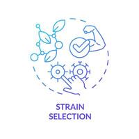 Strain selection blue gradient concept icon. Selective agriculture, seed modification. Genetic modification. Round shape line illustration. Abstract idea. Graphic design. Easy to use in blog post vector