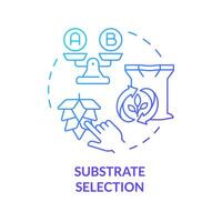 Substrate selection blue gradient concept icon. Agriculture bioprocessing, synthetic biofertilizers. Biofuel production. Round shape line illustration. Abstract idea. Graphic design. Easy to use vector