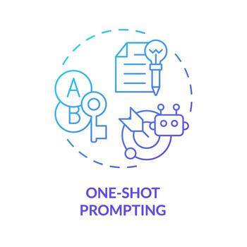 One shot prompting blue gradient concept icon. Prompt engineering technique. Minimal context. Single example. Round shape line illustration. Abstract idea. Graphic design. Easy to use in article vector