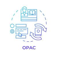 OPAC blue gradient concept icon. Online public catalog. Library management system. Round shape line illustration. Abstract idea. Graphic design. Easy to use in infographic, blog post vector