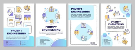 Prompt engineering blue circle brochure template. Leaflet design with linear icons. Editable 4 layouts for presentation, annual reports vector