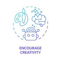 Encourage creativity blue gradient concept icon. Prompt engineering tips. Creative writing. Unique responses. Round shape line illustration. Abstract idea. Graphic design. Easy to use in article vector