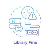 Library fine blue gradient concept icon. Fee management, financial. Books managing. Round shape line illustration. Abstract idea. Graphic design. Easy to use in infographic, blog post vector