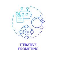 Iterative prompting blue gradient concept icon. Prompt engineering technique. Elaborate topic. Follow up questions. Round shape line illustration. Abstract idea. Graphic design. Easy to use in article vector