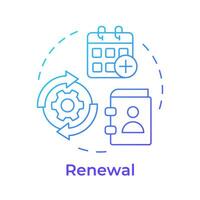 Renewal blue gradient concept icon. Borrowing period, book circulation. Customer service. Round shape line illustration. Abstract idea. Graphic design. Easy to use in infographic, blog post vector