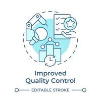 Improved quality control soft blue concept icon. Performance analysis, inventory management. Round shape line illustration. Abstract idea. Graphic design. Easy to use in infographic, article vector