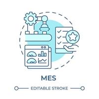MES soft blue concept icon. Manufacturing processes organization. Production scheduling, factory automation. Round shape line illustration. Abstract idea. Graphic design. Easy to use in infographic vector