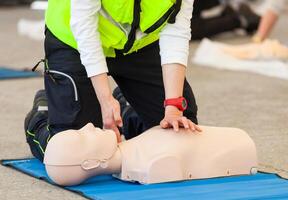 CPR training with dummy photo