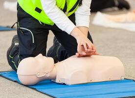CPR training with dummy photo