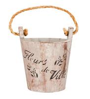 Empty wooden bucket or wooden flowerpot photo