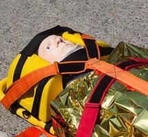 Dummy immobilized on a stretcher photo
