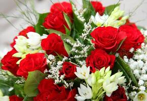 Flower bouquet of red roses photo