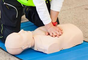 CPR training with dummy photo