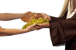 Jesus gives bread and grapes photo