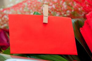 Red blank note for text photo