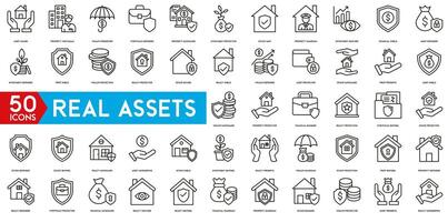 Real Asset icon. Asset Guard, Property Watchman, Wealth Preserver, Portfolio Defender, Property Safeguard, Investment Protector, Estate Safe, Property Guardian , Investment Watcher , Financial Shield vector