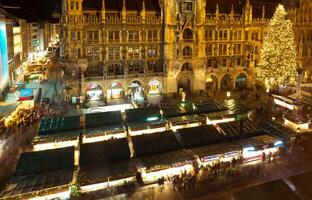 Aerial image of Munich with Christmas Market photo