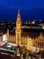 Aerial image of Munich with Christmas Market photo