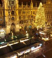 Aerial image of Munich with Christmas Market photo