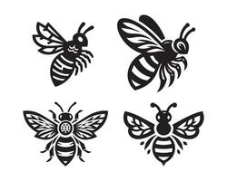 abeja silueta icono gráfico logo diseño vector