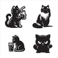 gato silueta icono gráfico logo diseño vector