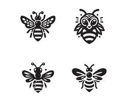 abeja silueta icono gráfico logo diseño vector