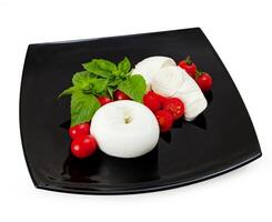 Mozzarella di Bufala donuts, fresh cheese, italian dairy product. photo