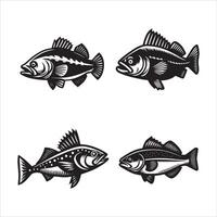 bacalao pescado silueta icono gráfico logo diseño vector