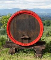 de madera barril para vino metido en al aire libre campo foto